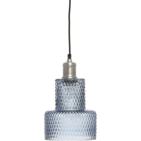 Lampe Suspension en Verre "Mona" 27cm Bleu (1/4)