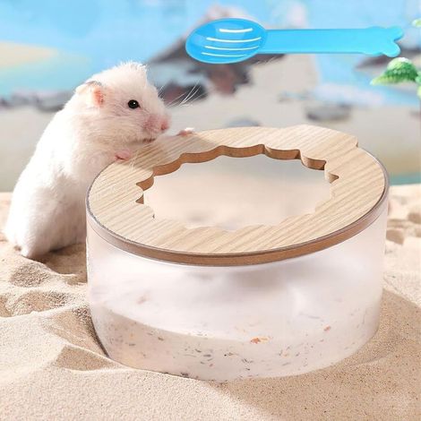 Bain de Sable Hamster Salle Bain Hamster Transparente Maison de Toilette Hamsters Sable Salle de Bains Gerbille pour Chinchilla, Hérisson, Petits Animaux (14x9cm) (1/5)