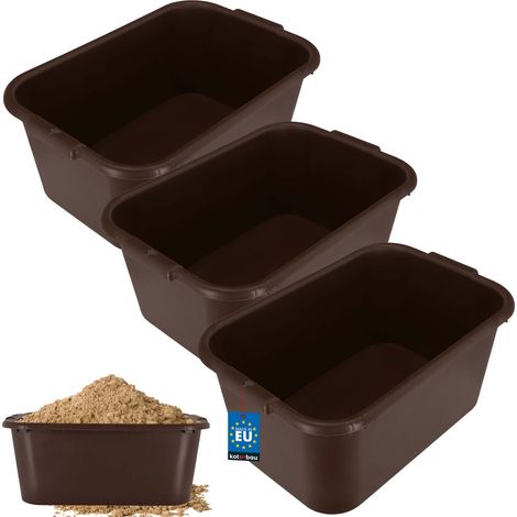 KOTARBAU® Contenedor rectangular para construcción de jardín, contenedor para mortero, 45 L, marrón, juego de 3