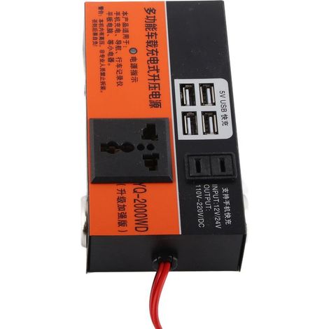 Inversor multifuncional para coche, convertidor de 12V/24V a 220V, carga rápida, fuente de alimentación para vehículos. (1/5)