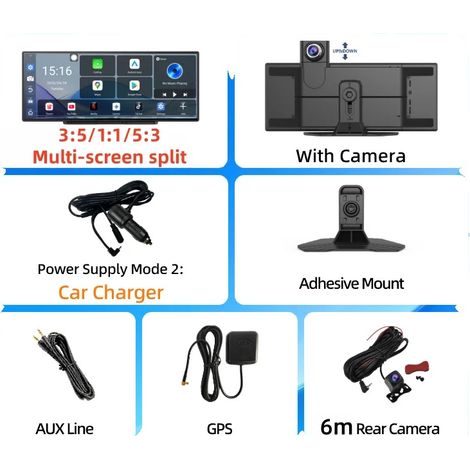 Auto DVR, Dual WIFI, Split-Screen-Funktionalität, 4G RAM 6m Rückkamera, Mit 64G TF-Karte (1/2)