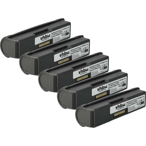 vhbw 5x Batterie remplacement pour Symbol BTRY-WT40IAB0E, BTRY-WT40IAB0H pour scanner de code-barre POS (3400mAh, 3,7V, Li-ion)