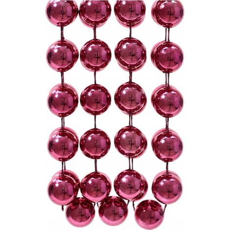 Chaîne de sapin de Noël en perles de nacre roses 2,7 m
