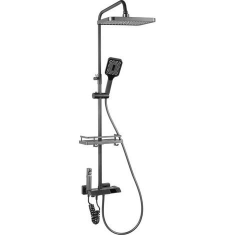 Colonne de douche Silla, système de douche avec mitigeur réglable en hauteur, design moderne, Gris
