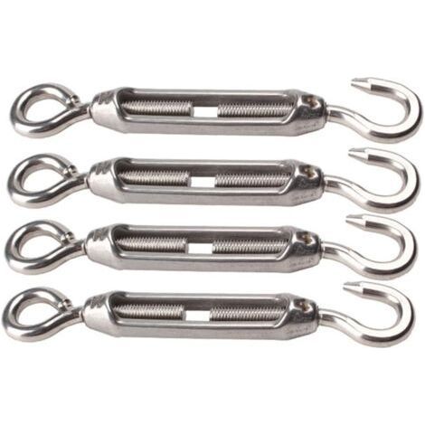 Tendeur à œillet M4 en acier inoxydable 304, crochet de tension de câble, tendeur de câble, lot de 4 (1/5)