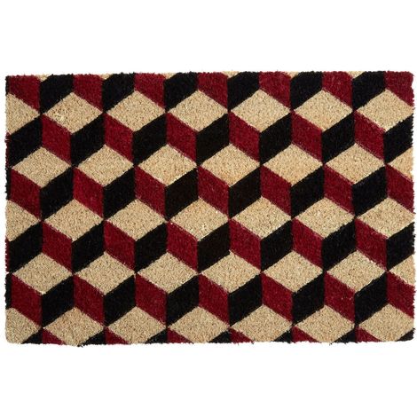 Premier Housewares Red Geometric Design Door Mat Non Slip Floor Mat Indoor And Outdoor Welcome Mat With Robust Coir For Door Entrances House Entryway Kitchen Outside Porch And More 40 x 2 x 60 (1/3)