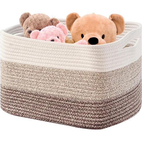Grand panier à couvertures pour rangement, paniers tissés rectangulaires 53x43x30 cm,Paniere Linge pour couvertures de nursery pour salon, rangement de jouets avec anse - Dégradé de jaune (1/5)