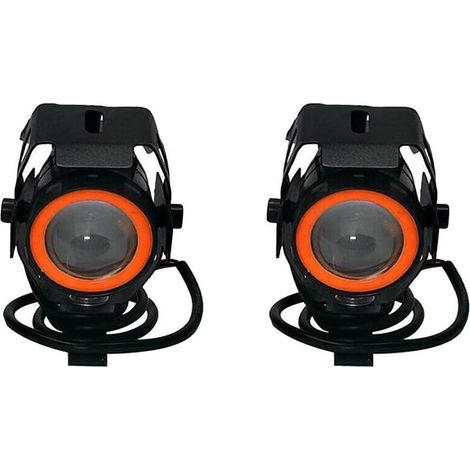 Lot de 2 Projecteurs LED U7 pour trottinette électrique, feux Angel Eyes rouges, installation sans outil, accessoire moto (1/5)
