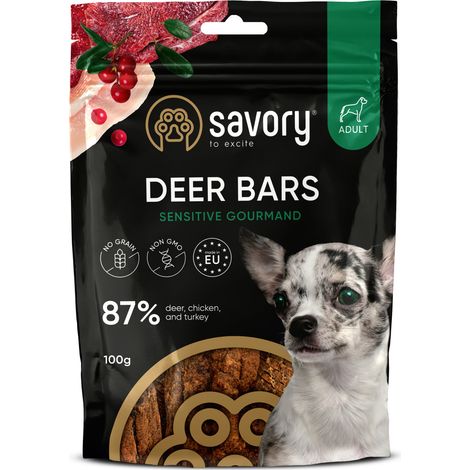 Golosina sabrosa para perros adultos, cecina de venado, 100 g (1/4)
