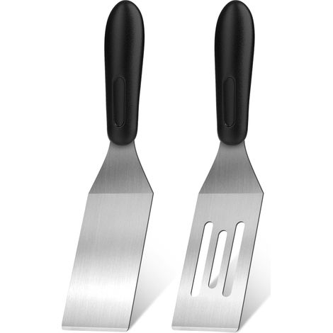 Ensemble de spatules en acier inoxydable, mini spatules de cuisine avec manche résistant à la chaleur (ensemble de 2 pièces)