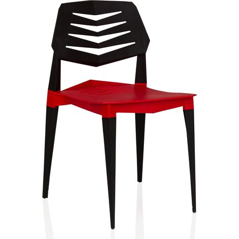 Gartenstuhl / Esszimmerstuhl Flecharo Kunststoff rot/schwarz hjh LIVING (1/5)
