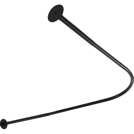 Barra para cortina de ducha, acero inoxidable 201, ajustable de 72 a 95 x de 90 a 130 cm, carga máxima de 8 kg, montaje en pared, forma de L. (1/5)