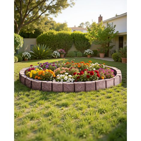 VEVOR Bordure de Jardin en Fausse Pierre, 1190x100x155 mm, Bordure de Pelouse Realiste, Conception Modulaire, Taille deUne Brique, avec Pointes Ancrage, Resistante a Decoloration, pour Allees, Marron