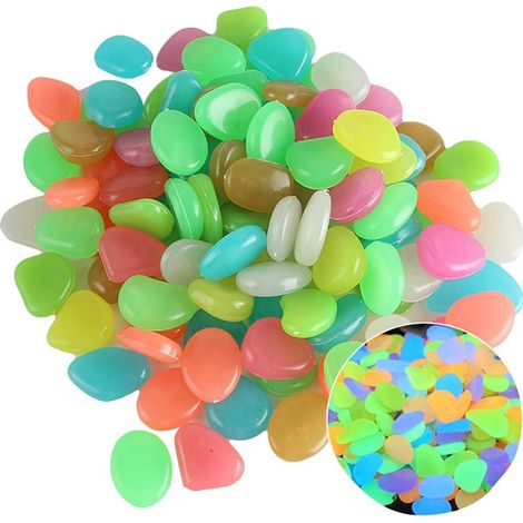 Lot de 100 pierres lumineuses décoratives pour jardin, allées et sentiers extérieurs, galets phosphorescents DIY