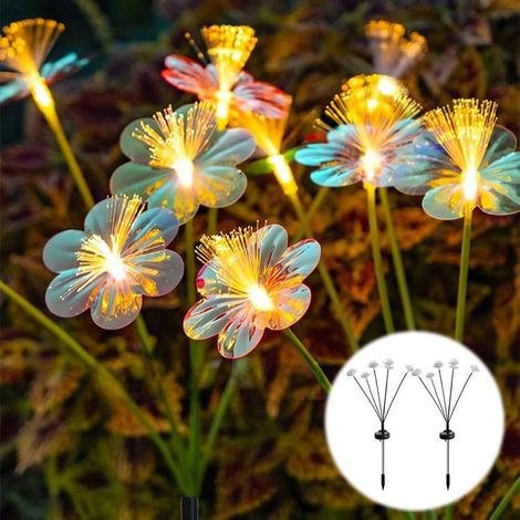 Lot de 2 Fleurs Solaires LED IP65 – Décoration pour Balcon Terrasse Pelouse – Étanche Jardin (1/5)