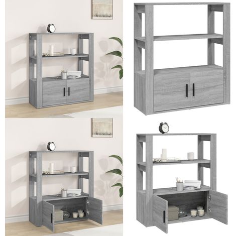 Sideboard Grau Sonoma 80x30x90 cm Holzwerkstoff - Holzwerkstoff - Wohnzimmermöbel (1/5)