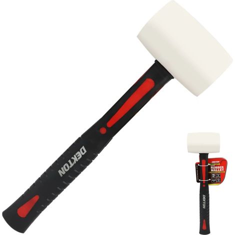 Dekton 16oz White Rubber Mallet Fibreglass Handle Non-Marking Paving Tiling (1/2)