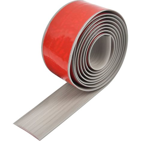 Profilé de Transition Autoadhésif - 1 Pièce - PVC Imitation Bois Gris - Joint de Sol Flexible sans Perçage - Pour Parquet et Carrelage - 2m x 4cm (1/5)