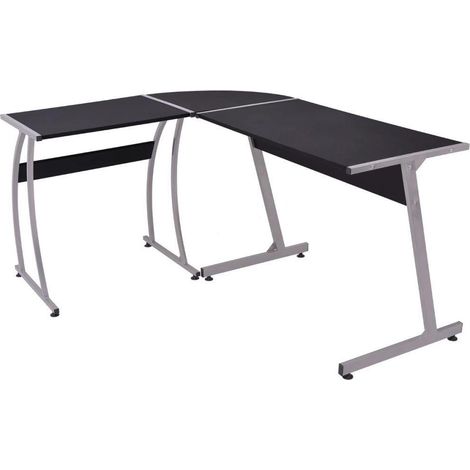 Escritorio de computadora/mesa de trabajo de esquina en forma de L negro 0502081 (1/3)