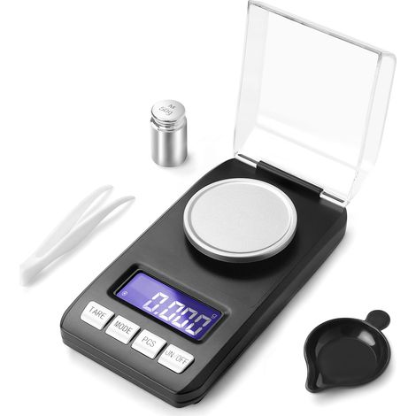 Balance de cuisine numérique de précision 0,001 g/50 g, au milligramme près, avec poids d'étalonnage.