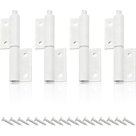 4 pares de bisagras blancas para puertas, bisagras de aluminio de alta resistencia, bisagras con 24 tornillos, para puertas, armarios y ventanas.