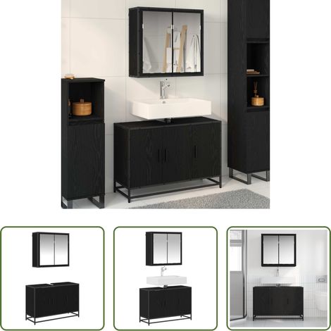 vidaXL Meubles modernes - Ensemble de mobilier de salle de bain 2 pcs Chêne noir (1/5)