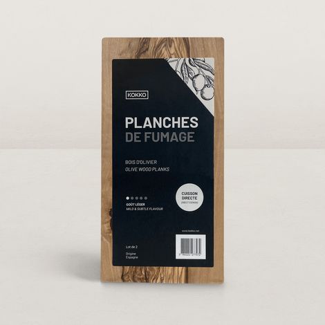 Lot de deux planches rectangulaires en bois d'olivier pour fumage