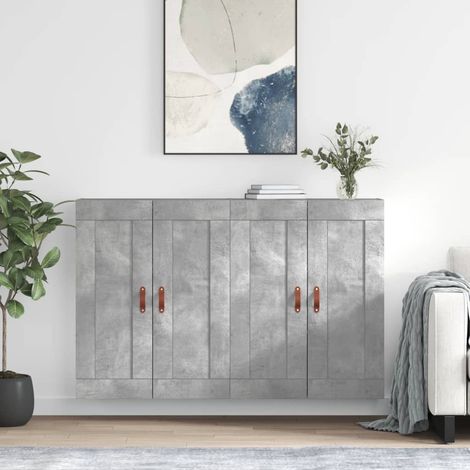 Wandschränke 2 Stk. Betongrau Holzwerkstoff