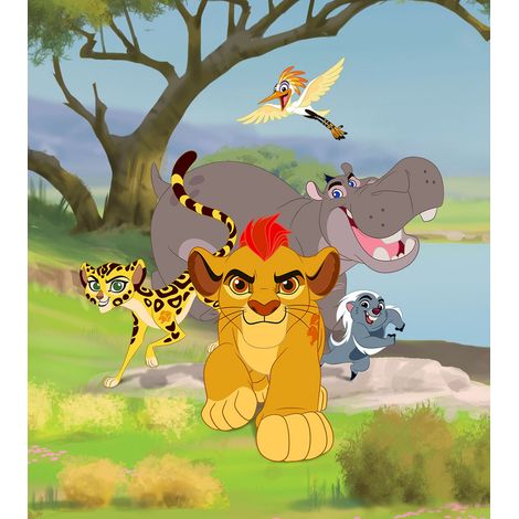 papier peint panoramique La Garde de Roi lion vert, bleu et jaune  - Disney (1/3)