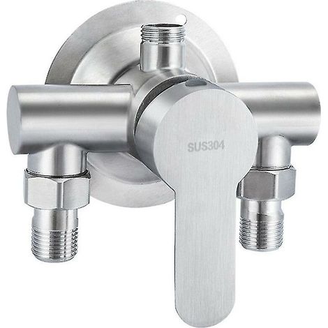 Interruptor de grifo de ducha de acero inoxidable con rosca G1/2" de acero inoxidable 304 para agua caliente y fría, manija metálica de montaje en pared