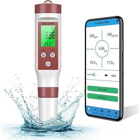 Muntra-– Testeur pH mètre électronique Bluetooth 7 en 1 – Précision 0.01 – Étalonnage automatique – Rétroéclairé pour eau potable, aquarium, piscine - cision0 (1/5)