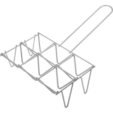 PrimeMatik - Grille barbecue en fer zingué avec poignée pour légumes capacité 6 unités (1/5)
