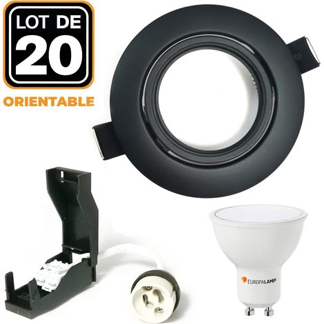 20 Spots encastrables orientables Noir Matt avec GU10 LED de 7W