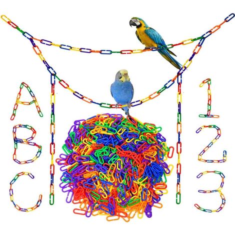 JIALEEY 100 maillons de chaîne en plastique, jouet éducatif pour enfants, couleurs assorties, arc-en-ciel, à monter soi-même, clips en C, crochets, chaînes, jouets pour cage d'escalade (1/5)