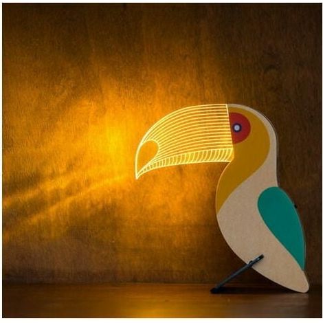 MAGIC Creative Acrylic Night Light Wooden Animals LED Lights Living Room Bedroom Decoration Toucan Shaped LED Lights - MZOZ8 (1/5)