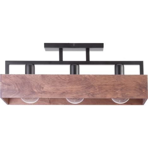 Plafoniera Dakota loft legno scuro 3 luci E27 Sigma