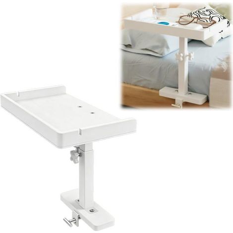 Tablette De Lit À Suspendre Réglable En Hauteur,Table De Chevet À Clip Avec Barre En Métal,Organiseur De Table Latérale De L[CA203] (1/5)