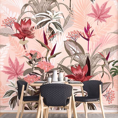 Papier peint panoramique - Plantes Tropicales - 130 cm x 130 cm (1/4)