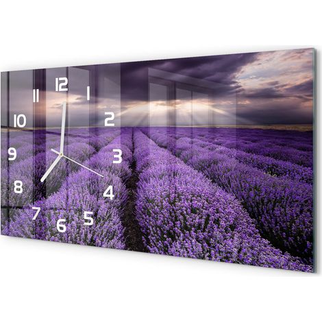 Horloge Murale Maison 60x30 cm Design Panoramique Salon Cuisine Bureau Champ de lavande (1/5)