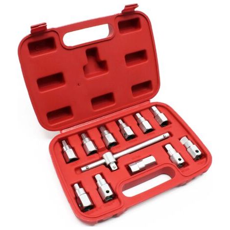 Coffret de douilles de vidange 12 pièces – Clés à douilles hexagonales 3/8” – Acier chrome vanadium – Compatible avec plusieurs véhicules