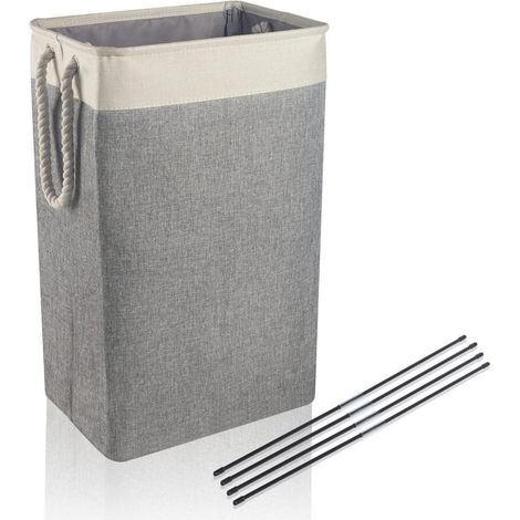 Wäschekorb Wäschesammler Faltbar Seilgriffe Beige + Grau 84L (1/5)