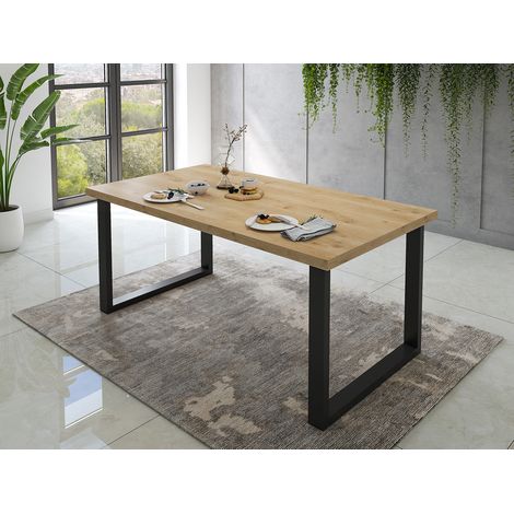 Table de salle à manger contemporaine chêne clair Valeria (1/3)