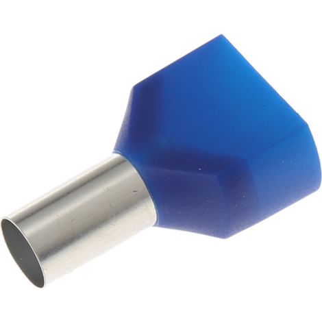 Rs Pro – Embout isolé électrique 2 x 16mm² – Couleur bleue – Longueur 14mm – 2 entrées pour fixation raccord – Pour câbles jusqu'à 6AWG