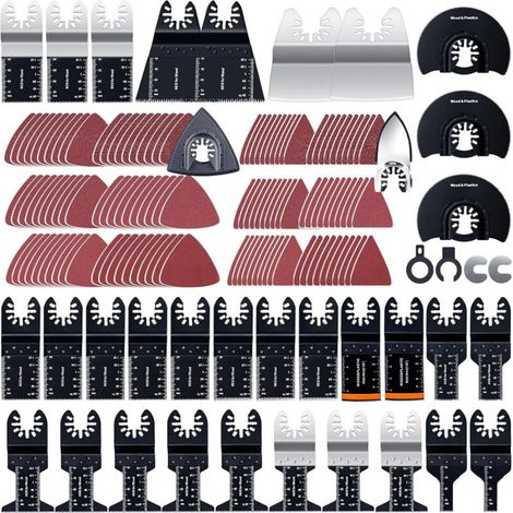 Lot de 156 kits d'outils multifonctions oscillants universels en bois et plastique à dégagement rapide pour Fein Multimaster, Milwaukee, Bosch, Dremel, Ryobi, Rockwell, Makita