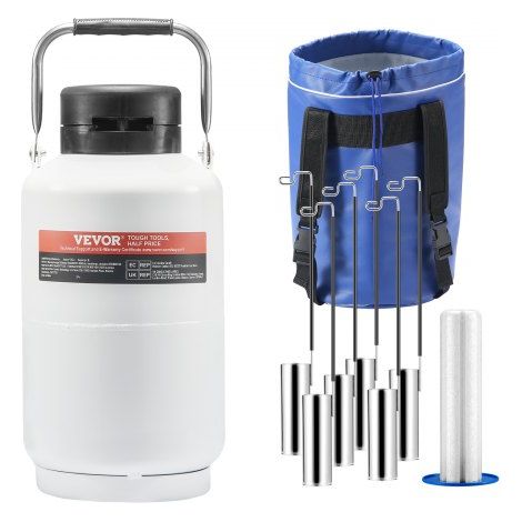 Flüssigstickstofftank, 3 l Flüssigstickstoffbehälter aus Aluminiumlegierung, LN2-Tank-Dewar mit 6 Kanistern und Tragetasche mit Riemen, Kryogener Tank für die Schönheitsindustrie, Samenkonservierung,  (1/5)
