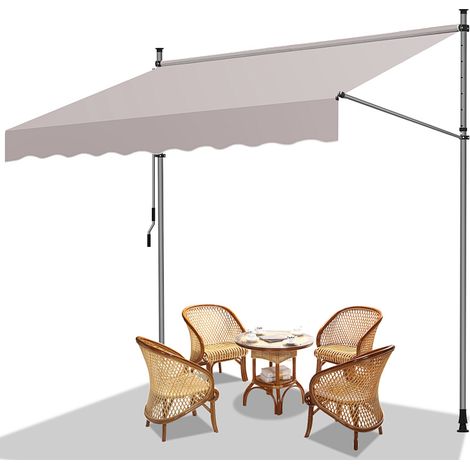 Wolketon Tenda da balcone crema, 250x120 cm, regolabile, protezione UV, per esterni