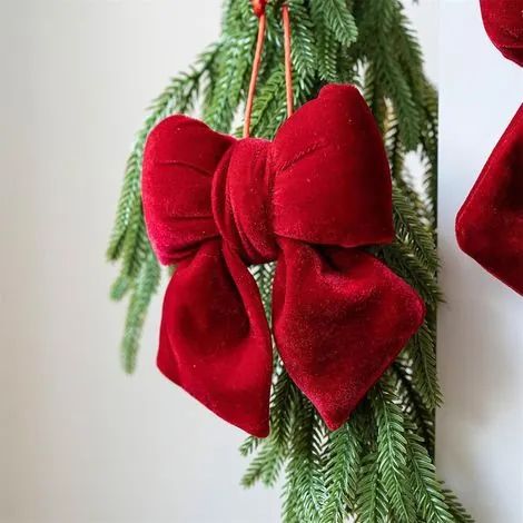 Nœuds de Noël préformés en velours 13 x 11 po pour décorations de sapin, escalier, cheminée, couronnes, rampes, ornements de fête (1/3)