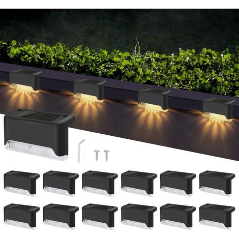 Lot de 12 Lampes Solaires pour Escaliers Extérieurs, Étanche Lampes Solaires pour Clôtures Extérieures, Blanc chaud, LED Lampe Solaire Exterieur pour Clôture, Escalier Extérieur, Marches, Cour (1/5)
