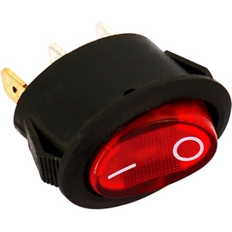 INTERRUTTORE 0-1 LUMINOSO ROSSO OVALE 20,4X13,6 3 CONTATTI USO Elettrodomestici