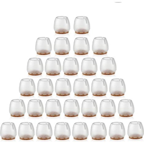 32pcs Silicone chaise casquettes pieds tampons mobilier Table couvre plancher protège-jambes pour 25-29MM rond de jambes (Transparent + brun) (1/5)